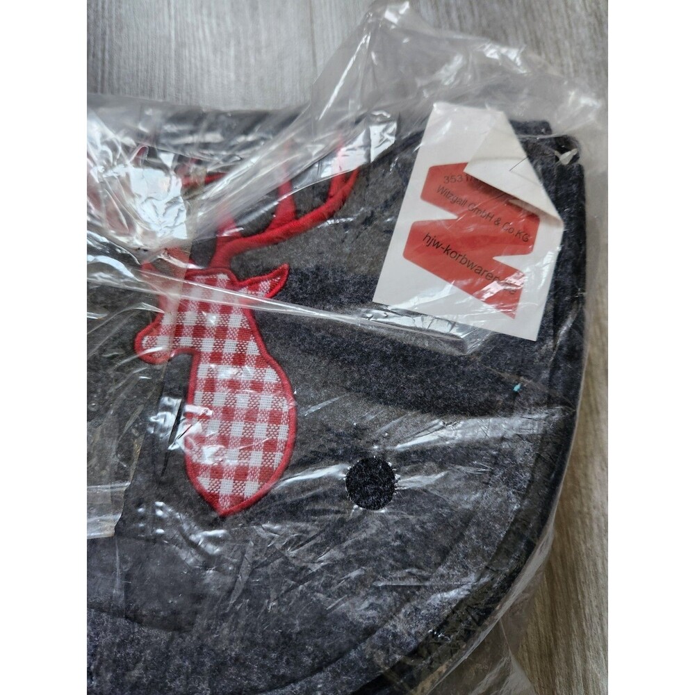 NIB Felt Reindeer Crossbody Purse Gray Red Plaid Christmas Made in Germany - Picture 2 of 9